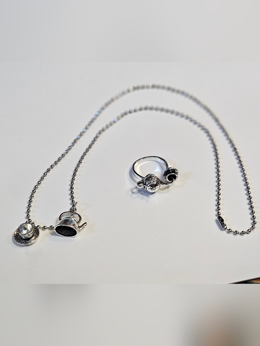 Teacup & Saucer Necklace and Ring Set